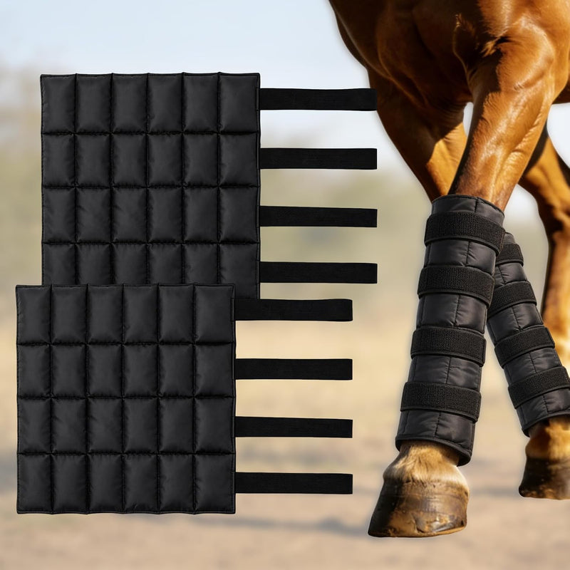 Horse Ice Boots 2 Pack, Horse Leg Wraps for Recovery & Daily Care, Black