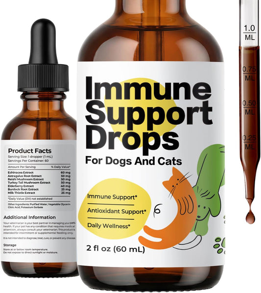 Dog Allergy Relief & Immune Support Drops for Dogs & Cats, Herbal Formula