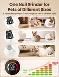 Dog Nail Grinder, Quiet 6-Speed Electric Pet Nail Trimmer with Upgraded Motor, 2 LED Lights, LCD Display, Type-C Chargin