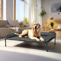 Veehoo Cooling Elevated Dog Bed Add Removable Waterproof Bolster Cushion Mat, Raised Pet Cot with Breathable Teslin Mesh, No-Slip Feet, Dog Couch Bed for Indoor Outdoor, 42x30inches, Black, CWC2331B