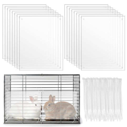 IANFAN 16 Pcs Rabbit Cage Urine Guard 10.2'' x 8.3'' Plastic Pet Splash Guard Panels Liner Protection Clear Edge Liner Guinea Pig Side Lining Habitat Siding Cage Protector