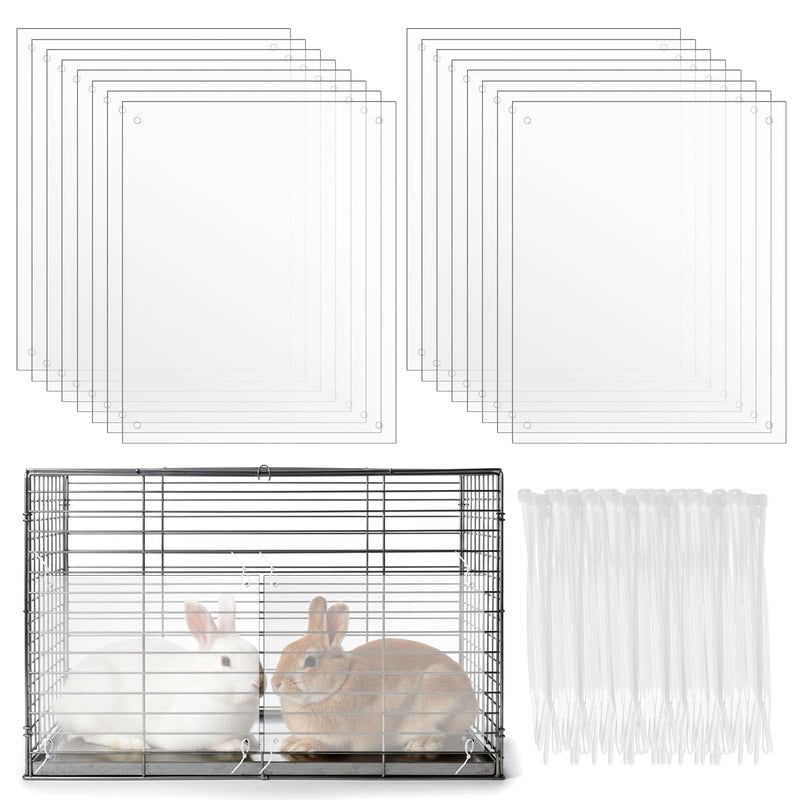 IANFAN 16 Pcs Rabbit Cage Urine Guard 10.2'' x 8.3'' Plastic Pet Splash Guard Panels Liner Protection Clear Edge Liner Guinea Pig Side Lining Habitat Siding Cage Protector