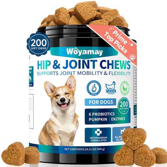 Glucosamine for Dogs, 200pcs Dog Hip and Joint Supplement Dogs with, MSM, Chondroitin, Vitamins C & E, Dog Joint Supplement Large Breed, Dog Joint Chew Treats, Chicken Flavor