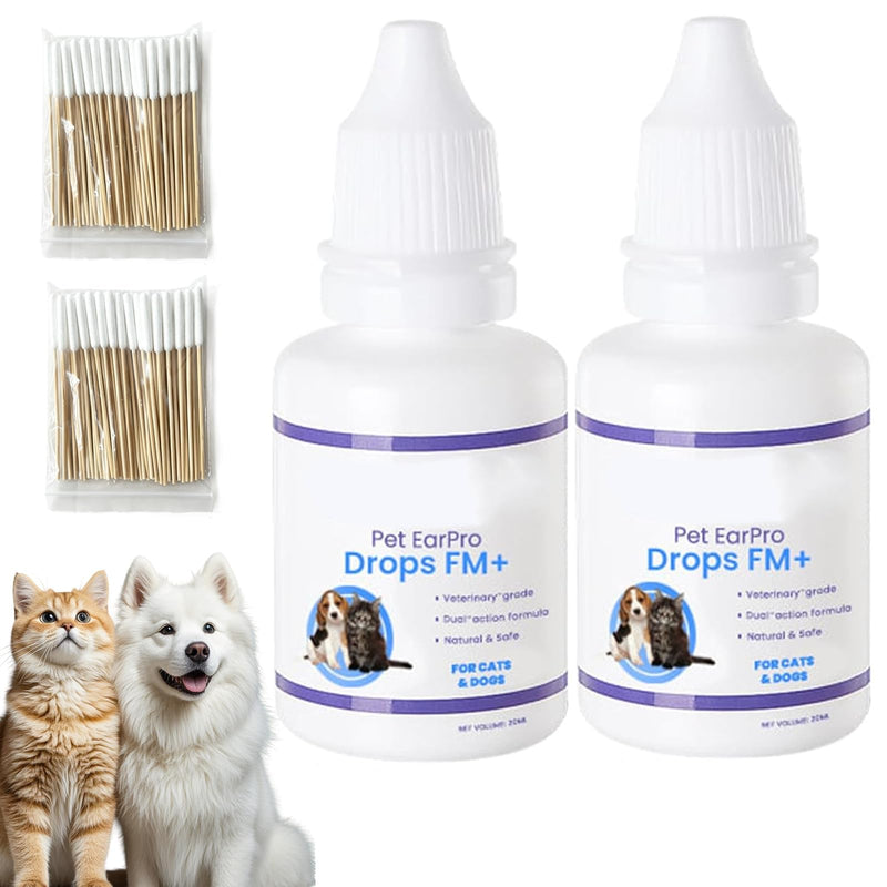 Domxies Rzxeaear Cleaner, Pet EarPro Drops, Effectively Relieves Ear Itching, Gentle and Refreshing Formula, Ideal for Daily Ear Care for Cats and Dogs (2PCS)