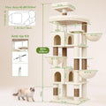 Globlazer Extra Large Cat Tree Tower, 82in Tall Heavy Duty Cat Tree for Indoor Cats Large Adult Big Cat Tower with 8 Scratching Posts, 2 Cat Condos, 2 Top Perches, 3 Hanging Baskets, S82, Beige