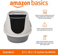 Amazon Basics No-Mess Hooded Enclosed Cat Litter Box with Odor Control and Swinging Door, Standard, 21" x 16" x 15", Multicolor