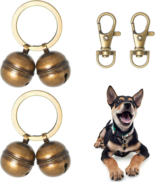 KITTAIL Copper Bells for Dog Collars with Snap Clips - Dog Bells to Go Outside,Made of Pure Copper for Dogs/Cat - Clear Sound & No Rust - Know Where Your Pet