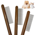ZKKZOMA 3 Pack Solid Wood Cat Combs, Stainless Steel Teeth for Cat Dog Rabbit Massage, Flea Lice Comb Removes Mats, Tangles and Loose Fur, Grooming Comb for Small Medium Pets