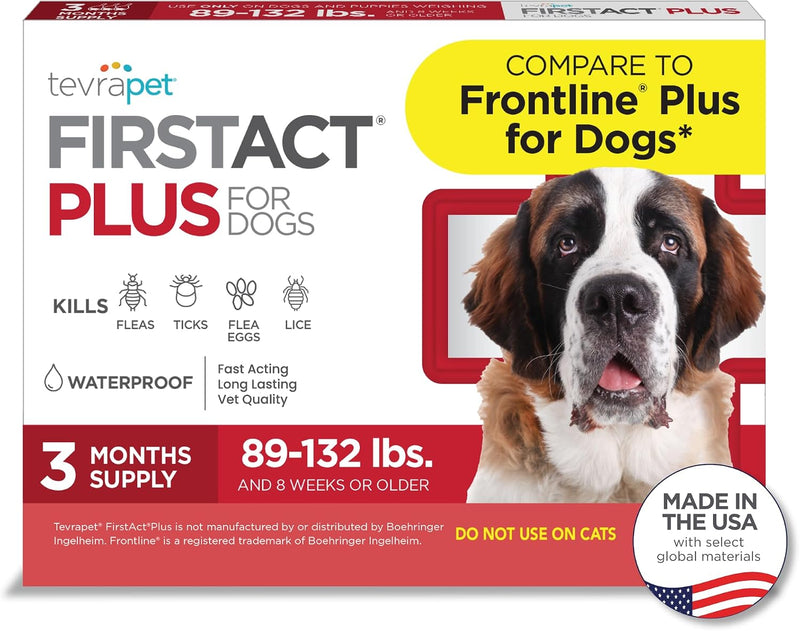 FirstAct Plus Flea Treatment for Dogs, Extra Large Dogs 89+ lbs, 3 Doses, Same Active Ingredients as Frontline Plus Flea