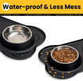 Conlun Dog Bowls with Silicone Feeding Mat, No Spill Food Water Dish Set, Dishwasher Safe, 2 Stainless Steel Puppy Bowls, Suitable for Tiny Dogs Kittens Cats Rabbits Pets under 8lbs, Extra Small,Black