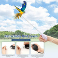 19.7FT Auto Retractable Bird Leash, Anti-Bite Wire Bird Harness, Adjustable Parrot Leash with 9 Sizes Alloy Foot Rings, 