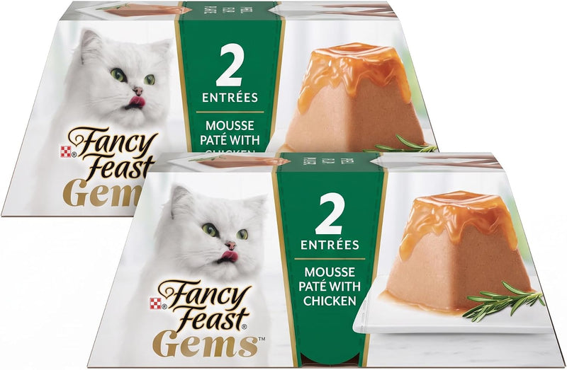 Fancy Feast Gems Pate Cat Food Mousse with Chicken and a Halo of Savory Gravy Cat Food - 4 oz. Boxes,(Pack of 16)
