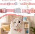 LXUEJIE Cat Collar Breakaway, Adjustable Pink Cat Collar with Pearl Pendant, Cute Cat Collars with Safety Buckle Pink Bowtie Kitten Collars for Girl Cats