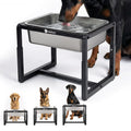 Veehoo 2.4 Gallon Elevated Dog Water Bowl, Stainless Steel Raised Dog Water Bowl Stand for Large Breeds, 3 Adjustable Heights Tall Dog Feeding Station for Relief Joint Pressure, Indoor & Outdoor