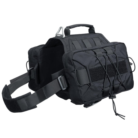 EXCELLENT ELITE SPANKER Dog Pack Hound Dog Saddle Bag Backpack for Travel Camping Hiking Medium & Large Dog with 2 Capacious Side Pockets(Black-L)