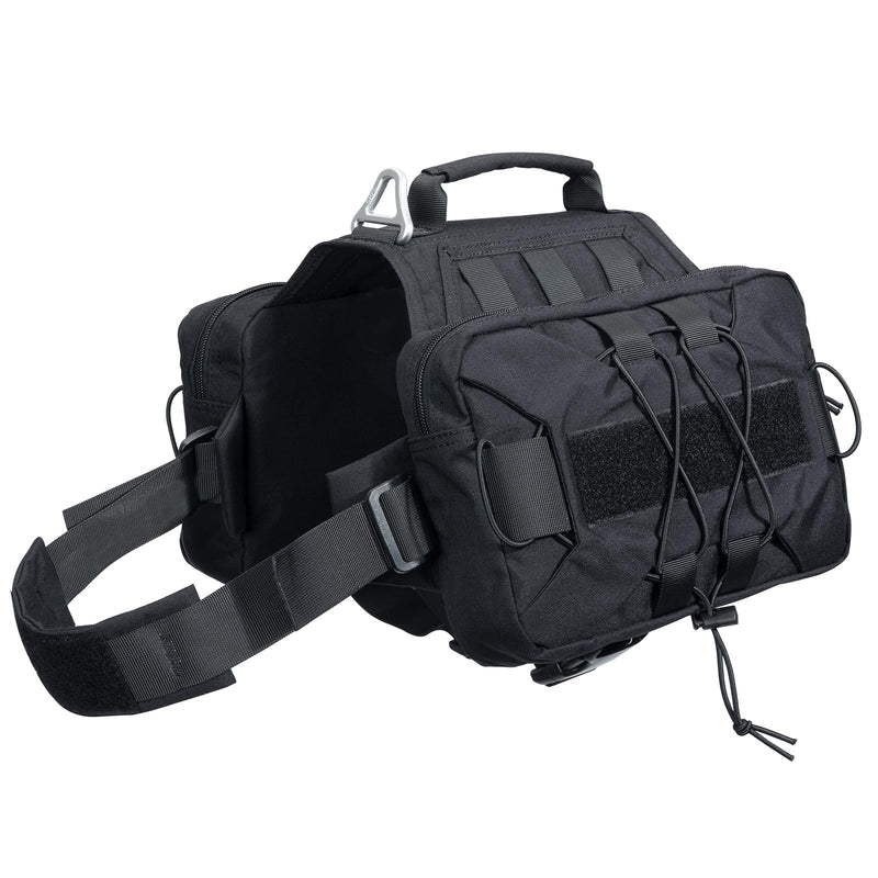EXCELLENT ELITE SPANKER Dog Pack Hound Dog Saddle Bag Backpack for Travel Camping Hiking Medium & Large Dog with 2 Capacious Side Pockets(Black-L)