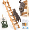 65" Tall 6-Level Cat Ladder for Window & wall | Fits Cats up to 20 lbs |cat Stairs for Window with 55° Gentle Incline | Requires 43" Floor Clearance | No-Drill