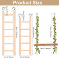 3 Pcs 2 Sizes Bird Ladder, 5/6-Step Wooden Cage Ladder with Swing