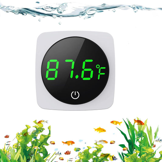 PAIZOO Aquarium Thermometer, LED Digital Fish Tank Thermometer, White