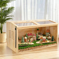 Wooden Hamster Cage,32" Lx16 Wx16 H,2 Washable Liner, Animal Cabinet for Dwarf Syrian Hamsters Degus, Hamster Habitat wi