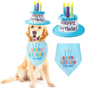 Large Dog Birthday Cake Hat & Bandana Set, Adjustable Dog Happy Birthday Party Hats for Large Dogs Boy, Dog Birthday Par