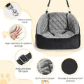 KANGREST Dog Car Seat for Small Dogs Up to 30 Lbs, Pet Travel Safety Bed for Puppy Cat, Fits in Front/Back Seat, Anti Slip Base, Fully Detachable Washable with 2 Safety Tether(Grey-Black)