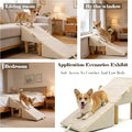 Split Ottoman Dog Ramp for Couch and Low Bed, 2-in-1 Foldable Dog Stairs for Small Dogs and Cats, Wooden Pet Ramp with N