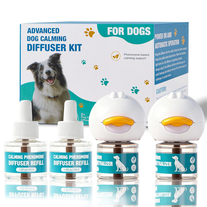 LKXDOV Dog Calming Diffuser, Calming Pheromones Diffuser Kit Appeasing Pheromone Diffuser to Calm (2Plug in+4Refill) for Anxiety Relief Reduce Aggression Fighting Barking Stress