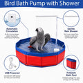 Extra-Large Bird Automatic Bath Shower, Portable Bird Bathtub with Pump