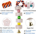 Unibene Parrot Chewing Toy, Bird Beak Grinding Stone with Bell, Lava Block Calcium Supplement Food for African Greys Amazon Conure Eclectus Budgies Parakeet Cockatiel Hamster Chinchilla Rabbit, 2 Pack