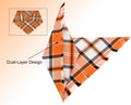 Fall Dog Bandanas 2PCS Large Plaid Tassels Halloween Thanksgiving Outfit