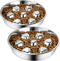 2 Pack Stainless Steel Slow Feeder Dog Bowls, Non-Slip Metal Pet Bowls for Fast Eaters, Anti-Gulping Bloat Prevention Do