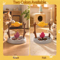 Cat Slow Feeder, Interactive Cat Puzzle Toy Treat Dispenser - BBQ Campfire Grill Design, Adjustable Rotating Roast Fish Flame Mental Stimulation Food Dispensing Toy for Indoor Cats Kittens