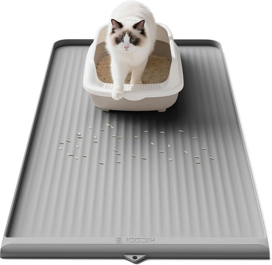 Cat Litter Mat 36"x24", Waterproof Litter Trapping Mat, Grey