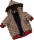 HQREA Dog Hoodie Luxury Winter Small Dog Jacket Clothes Classic Designer French Bulldog Teddy Pug Puppy Clothes(S)