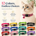 12-Pack Reflective Cat Collar Breakaway with Safety Elastic Band - Adjustable 7.5-12.5 Inch Lightweight Collar with Bell