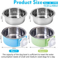 kathson Crate Dog Bowl, Removable Stainless Steel Hanging Pet Kennel Cage Bowl Food & Water Feeder Coop Cup for Puppy, Cat, Rabbit, Guinea Pigs Ferret Bird (2 P