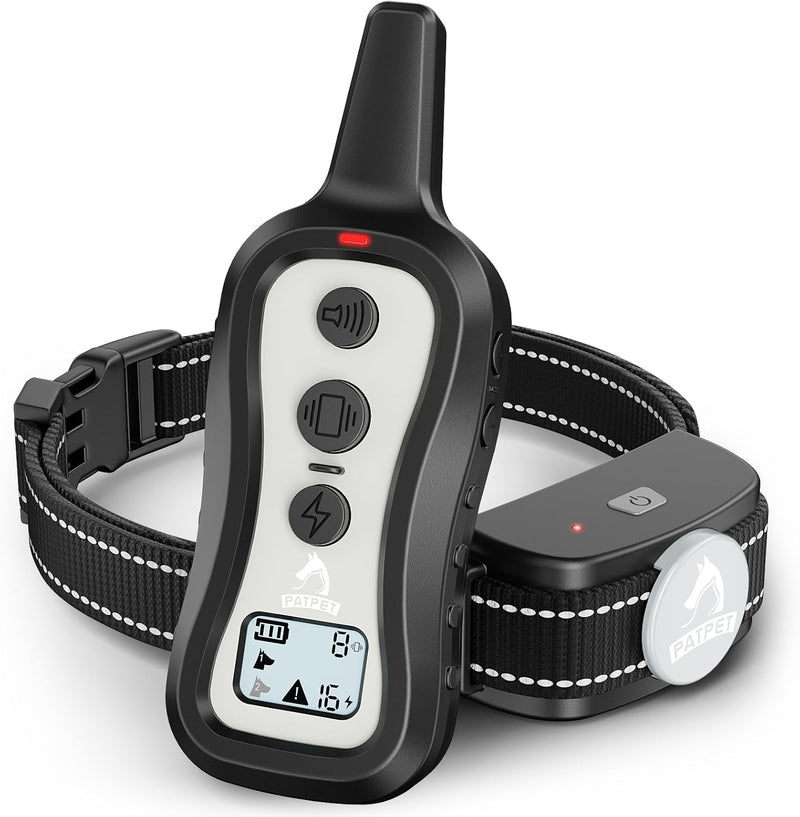 PATPET Dog Training Collar Shock Collar with Remote - 3 Training Modes, Beep, Vibration and Shock, Up to 1000 ft Remote 