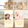 Jiaxix Pet Nursing Bottle Kit for Newborn Animals,Kitten Bottle Feeding Kit Silicone Anti-Choking Nipple and Kitten Syringe for Kittens Puppys Rabbits Squirrel (Yellow)