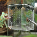 Weysat Reptile Corner Hunting Bowl, Transparent Acrylic Reptile Feeder Box with 4 Suction Cups, Tank and Aquarium Access