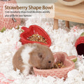 2 Packs Strawberry Ceramic Hamtser Food Bowls Wet&Dry Use(Pink+Red)
