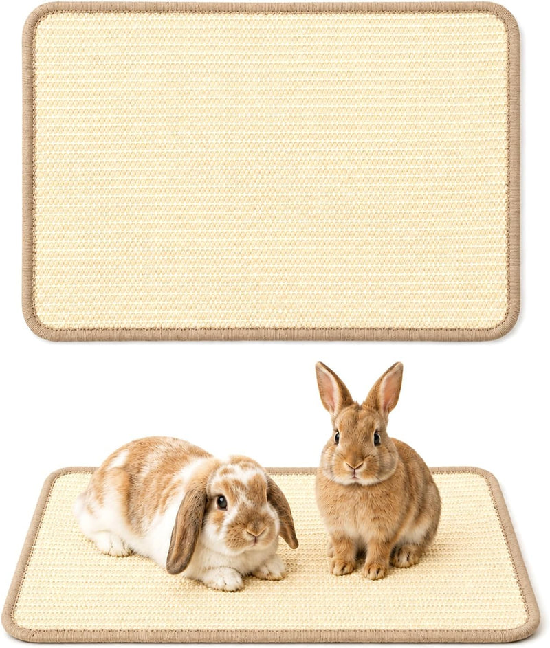 Bunny Scratch Pad, Natural Sisal Rabbit Scratching Mat, Multi-Functional Chew Toy & Nail Care Pad, Comfort Sleeping Mat 