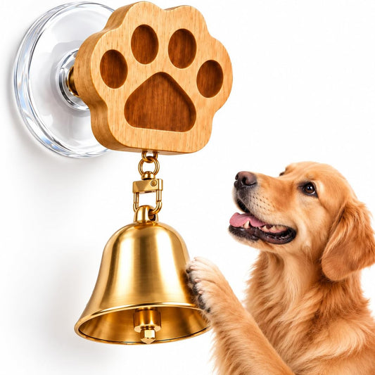 Dog Doorbell for Potty Training, Bamboo Puppy Door Bell to Go Outside, Loud Clear Brass Bell, Self-Adhesive Mount for Fl