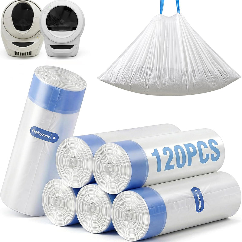 120 Count Cat Litter Bags Compatible with Automatic Litter Box Robot 3/4/5