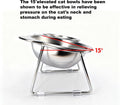 2 Pack Elevated Pet Bowls for Small Cats and Dogs: 15° Tilted Anti-Vomiting Stainless Steel Raised Dishes, 5.9” Whisker & Spine Friendly Indoor Food & Water Bowls