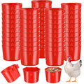 Sumind 60 Pcs Cage Cups Chicken Feeder Birds Hanging Feeders Seed Bowl 8 oz Plastic Water Bowl Hanging Chicken Gamefowl Waterer Feeding Watering Dish Coop Cups for Parrot Parakeet Poultry(Red)