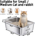 Holintan Stainless Steel Litter Box, 18"x14"x6"(Height) Medium Metal Cat Litter Box Easy Clean, Non Stick Litterbox No Smell for Cats or Kitty, Rabbits