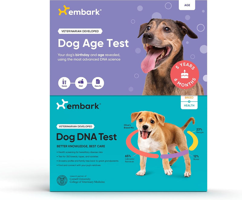 Embark Breed + Health Dog DNA Test & Dog Age Test Bundle - Discover Breed, Ancestry, Relatives, Genetic Health, Traits, 