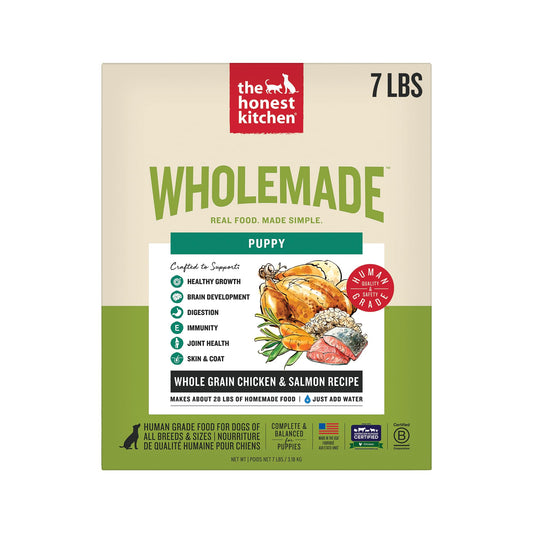 The Honest Kitchen Human Grade Wholemade Whole Grain Chicken & Salmon Dehydrated Puppy Dog Food, 7lb Bag (Makes 28lbs)