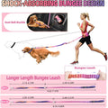 Roses&Poetry Hands Free Dog Leash with Zipper Pouch, 6-9ft Bungee Waist Leash for Medium Large Dogs Walking, Running Lead with Dual Padded Handles Car Safety Buckle for Training Jogging